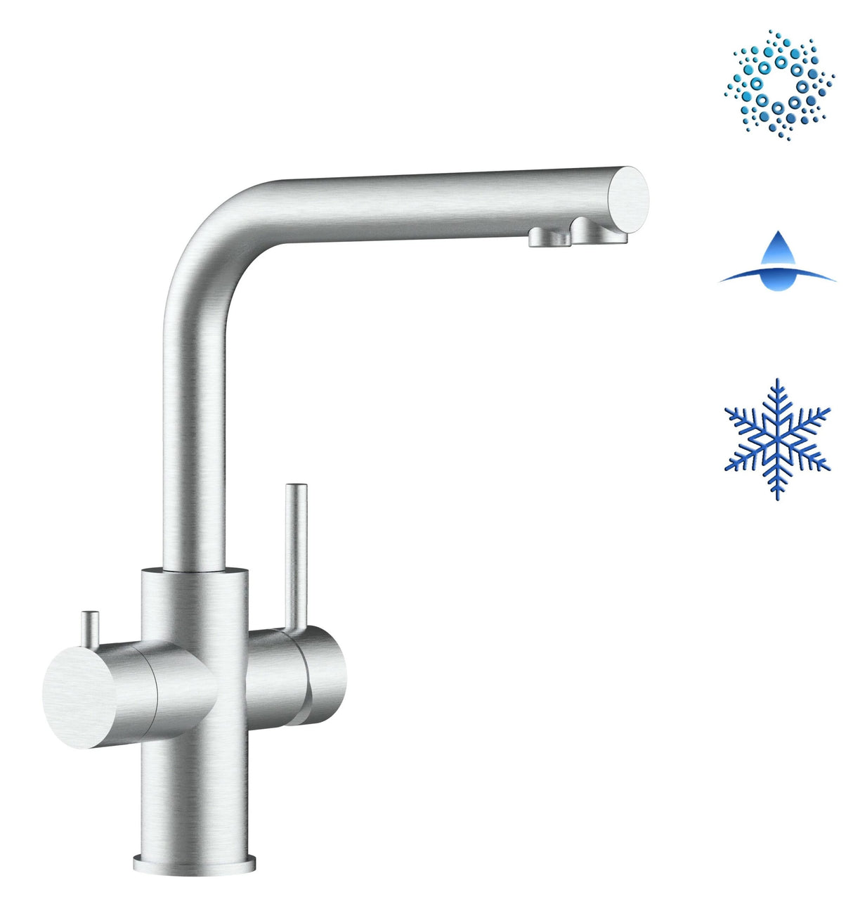 Vizio Kurzversion - 5 Wege Wasserhahn Küchenarmatur, Edelstahl Massiv mit 360° schwenkbarem L-Auslauf , Gebürstet