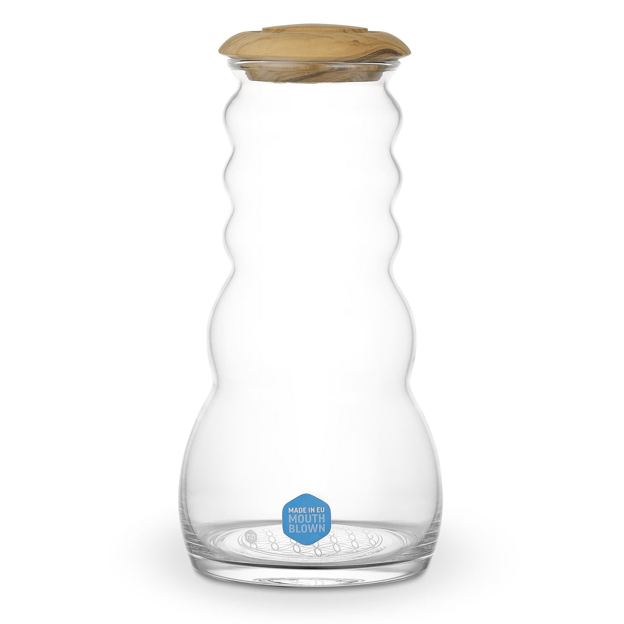 Cadus 1,5 Liter "white" mit Olivenholzdeckel mit Blume des Lebens - UrQuelle