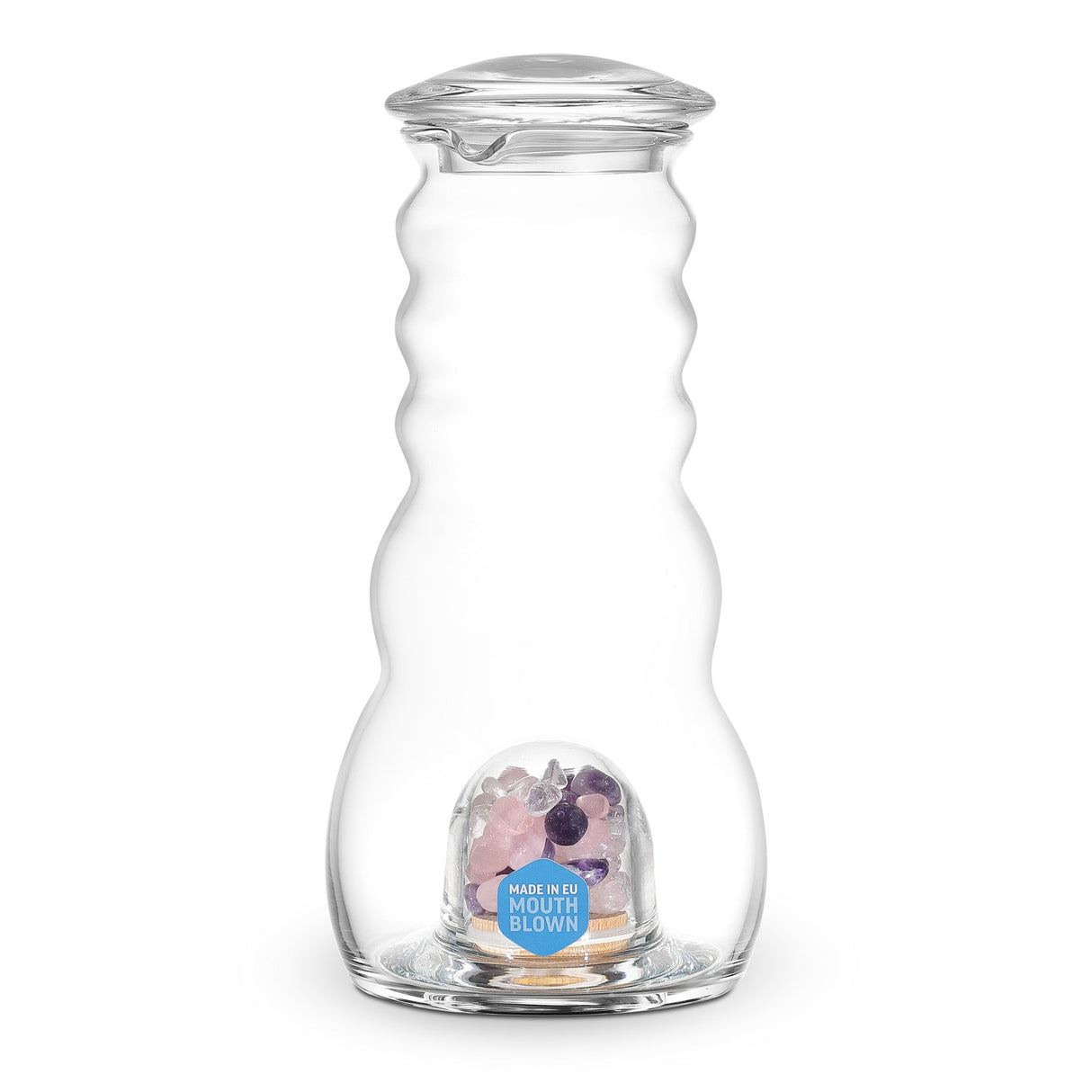 Cadus Krug 1 Liter mit Edelsteinen und Glasdeckel - UrQuelle