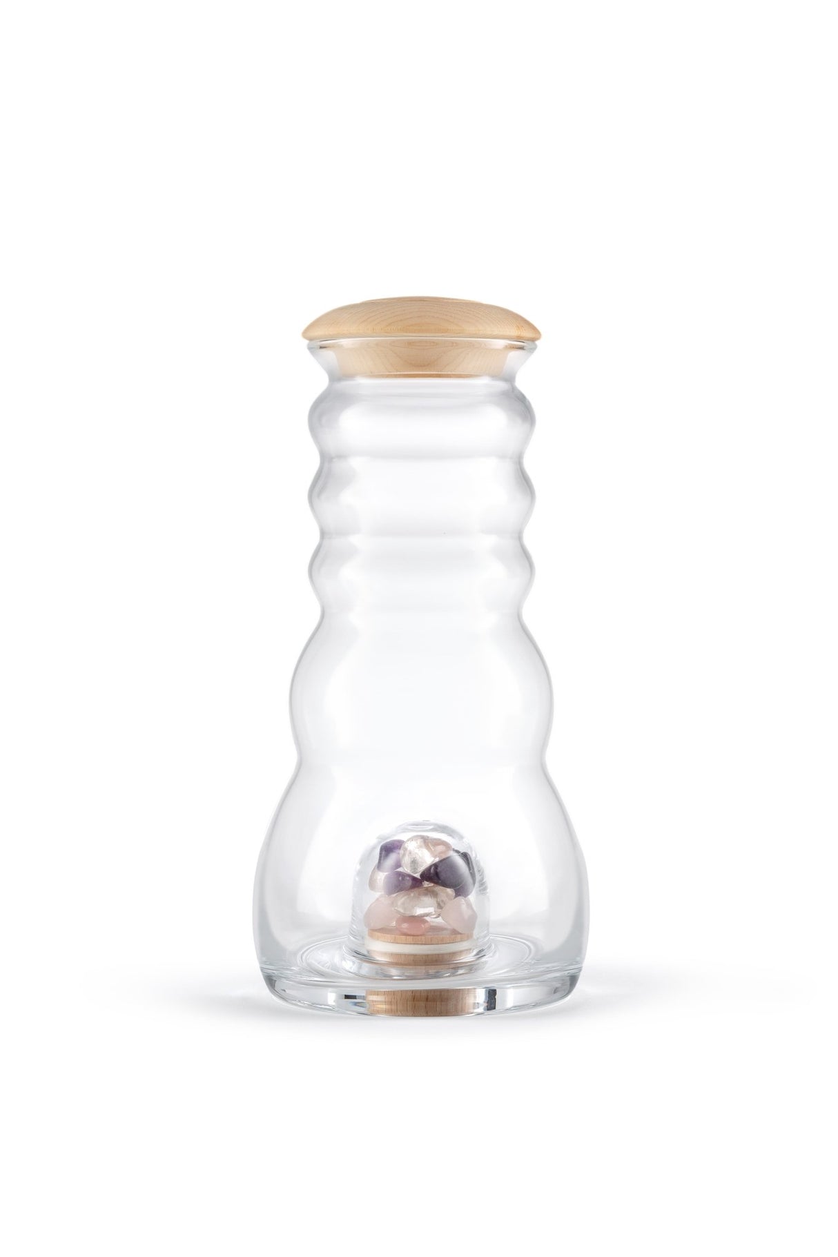 Cadus Krug 1 Liter mit Edelsteinen und Zirbenholzdeckel - UrQuelle