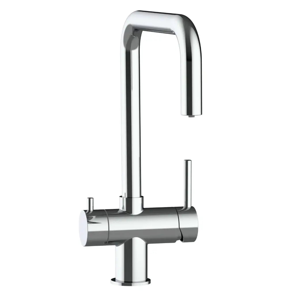 Vizio 3 Wege Wasserhahn Küchenarmatur, Edelstahl Massiv mit 360° schwenkbarem N - Auslauf, Hochglanz Poliert - UrQuelle