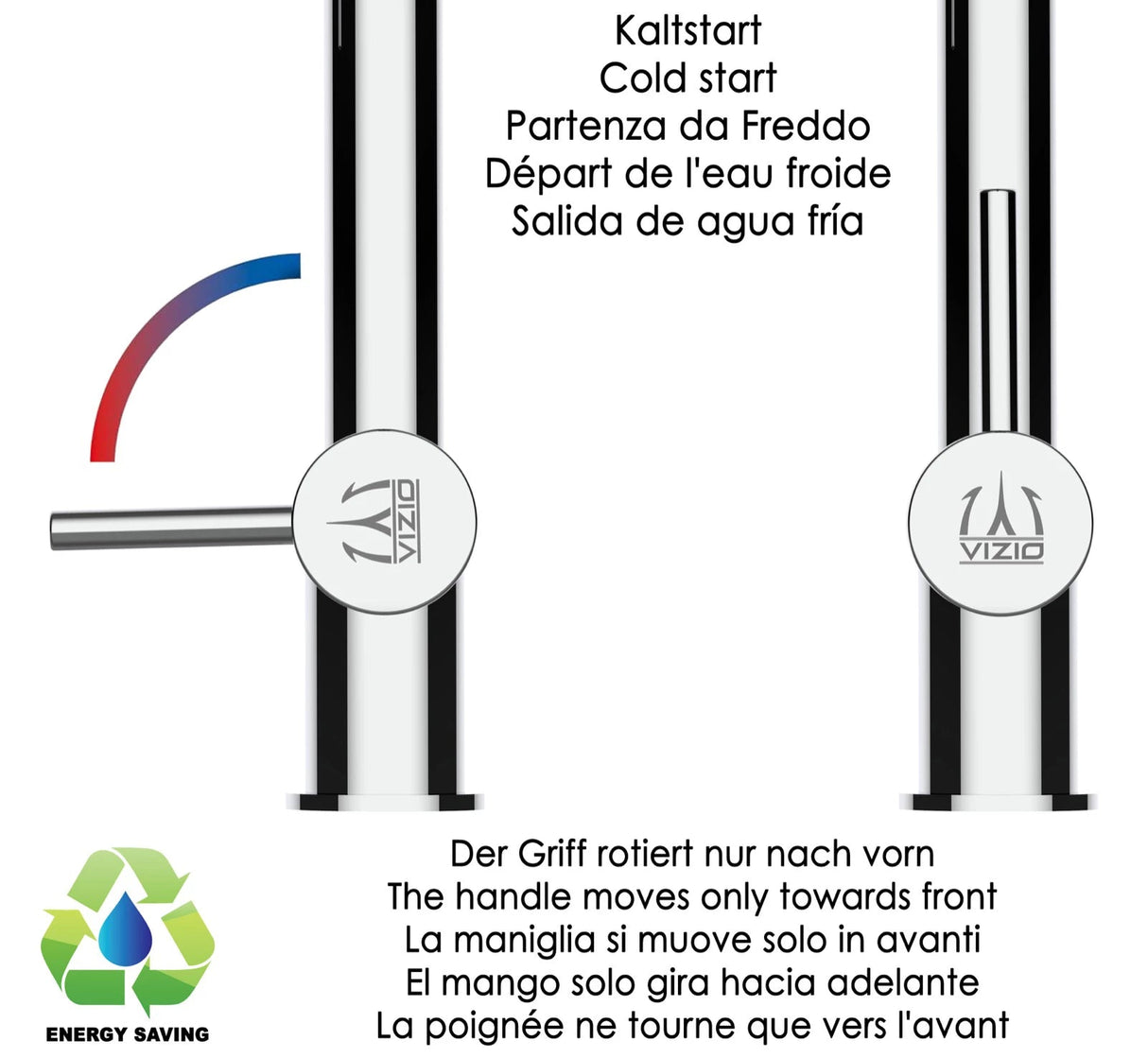 Vizio 3 Wege Wasserhahn Küchenarmatur, Edelstahl Massiv mit 360° schwenkbarem N - Auslauf, Hochglanz Poliert - UrQuelle