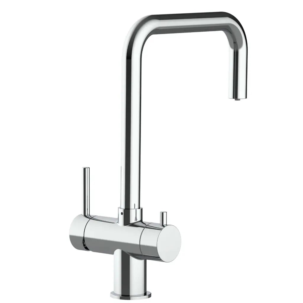 Vizio 3 Wege Wasserhahn Küchenarmatur, Edelstahl Massiv mit 360° schwenkbarem N - Auslauf, Hochglanz Poliert - UrQuelle