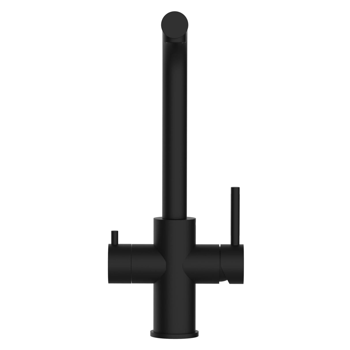 Vizio 5 Wege Wasserhahn Küchenarmatur, Edelstahl Massiv mit 360° schwenkbarem L - Auslauf, PVD Schwarz Matt - UrQuelle®