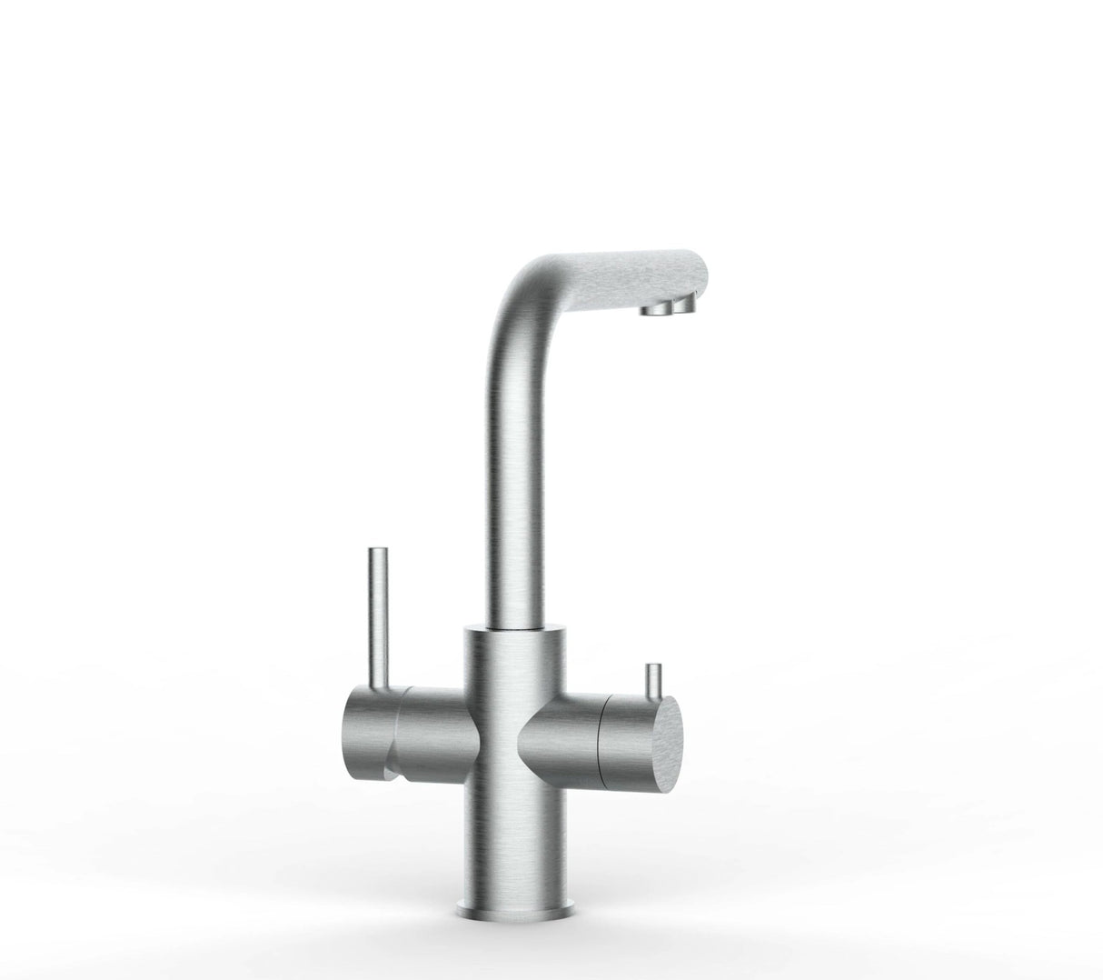 Vizio Kurzversion - 5 Wege Wasserhahn Küchenarmatur, Edelstahl Massiv mit 360° schwenkbarem L - Auslauf , Gebürstet - UrQuelle®