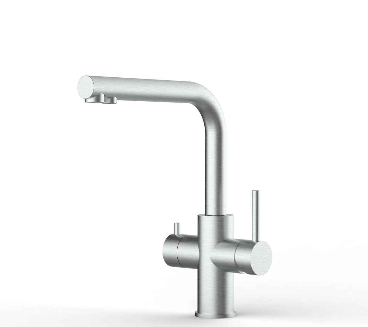 Vizio Kurzversion - 5 Wege Wasserhahn Küchenarmatur, Edelstahl Massiv mit 360° schwenkbarem L - Auslauf , Gebürstet - UrQuelle®