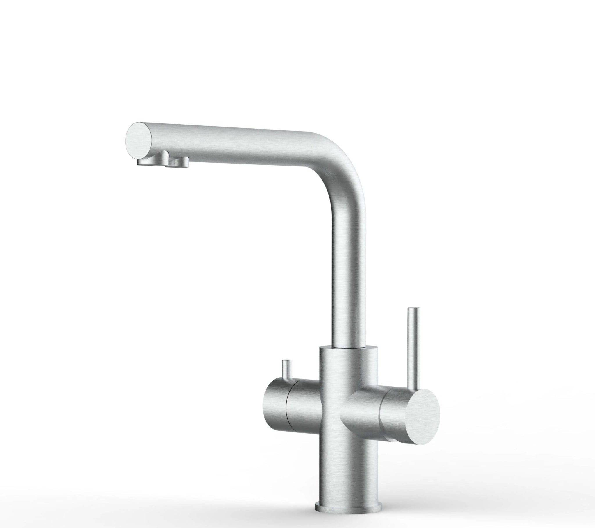 Vizio Kurzversion - 5 Wege Wasserhahn Küchenarmatur, Edelstahl Massiv mit 360° schwenkbarem L - Auslauf , Gebürstet - UrQuelle®