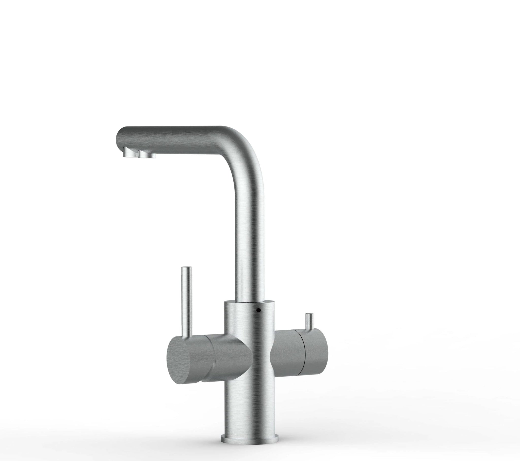 Vizio Kurzversion - 5 Wege Wasserhahn Küchenarmatur, Edelstahl Massiv mit 360° schwenkbarem L - Auslauf , Gebürstet - UrQuelle®