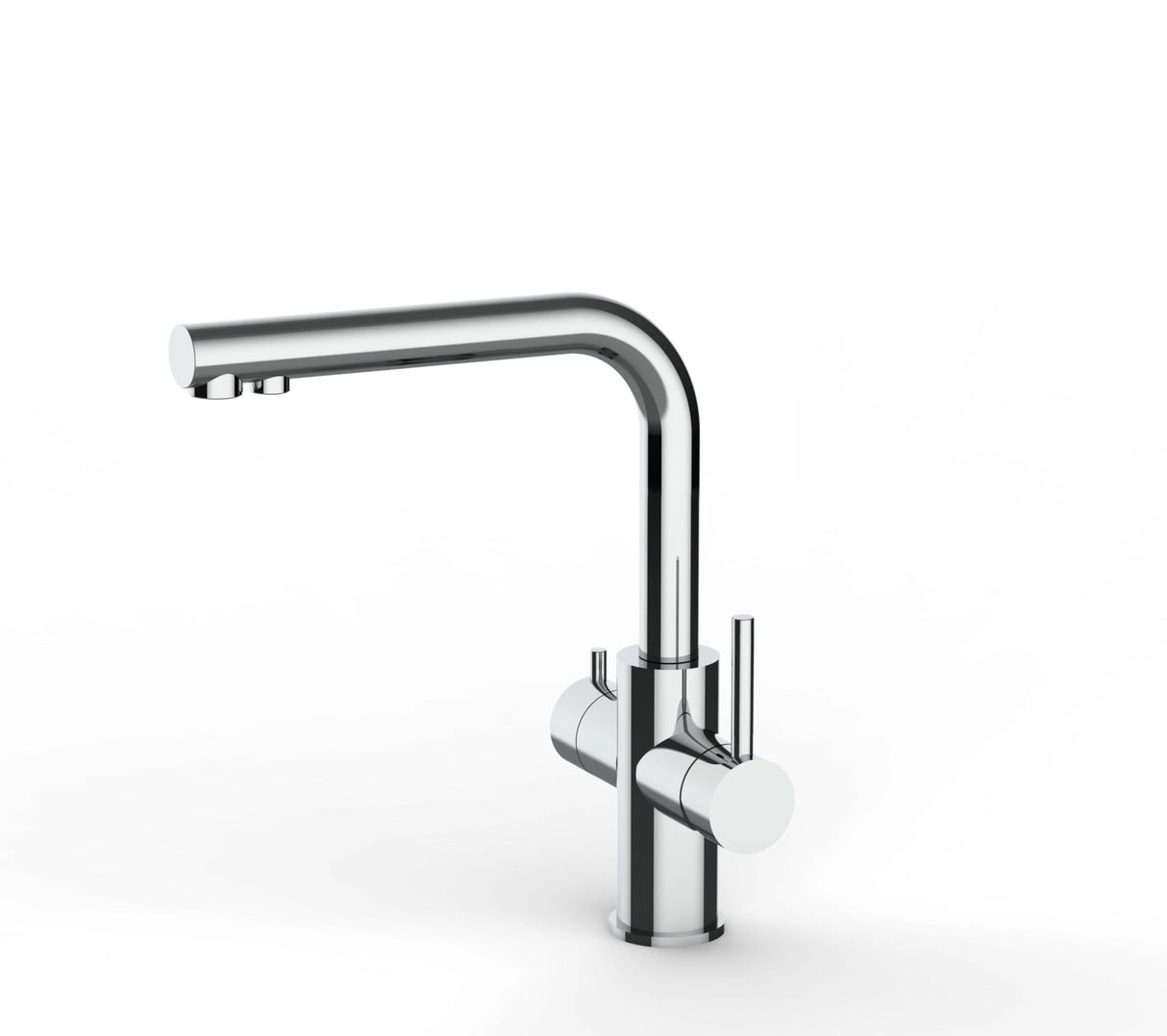 Vizio Kurzversion - 5 Wege Wasserhahn Küchenarmatur, Edelstahl Massiv mit 360° schwenkbarem L - Auslauf , Hochglanz Poliert - UrQuelle®