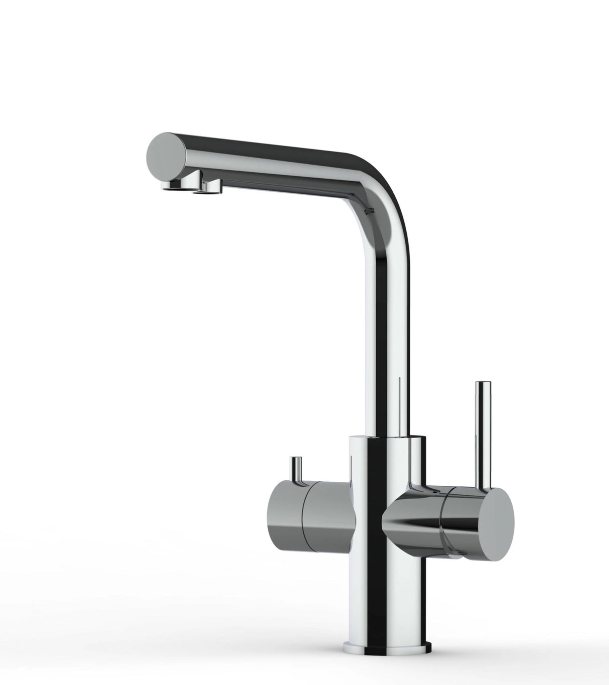 Vizio Kurzversion - 5 Wege Wasserhahn Küchenarmatur, Edelstahl Massiv mit 360° schwenkbarem L - Auslauf , Hochglanz Poliert - UrQuelle®