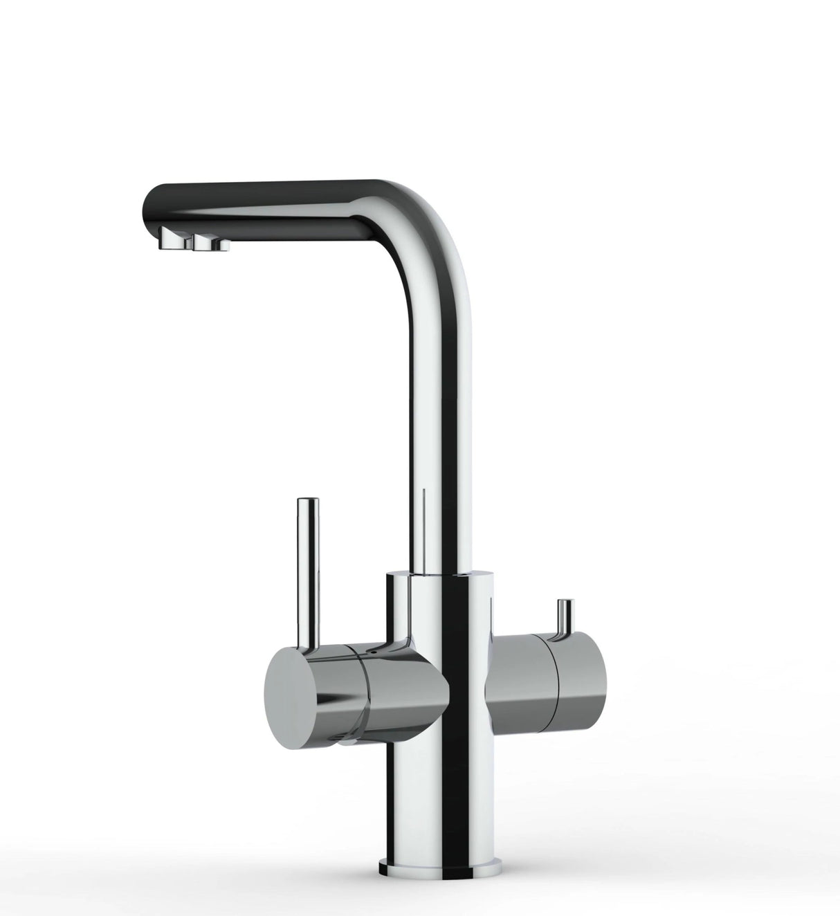 Vizio Kurzversion - 5 Wege Wasserhahn Küchenarmatur, Edelstahl Massiv mit 360° schwenkbarem L - Auslauf , Hochglanz Poliert - UrQuelle®