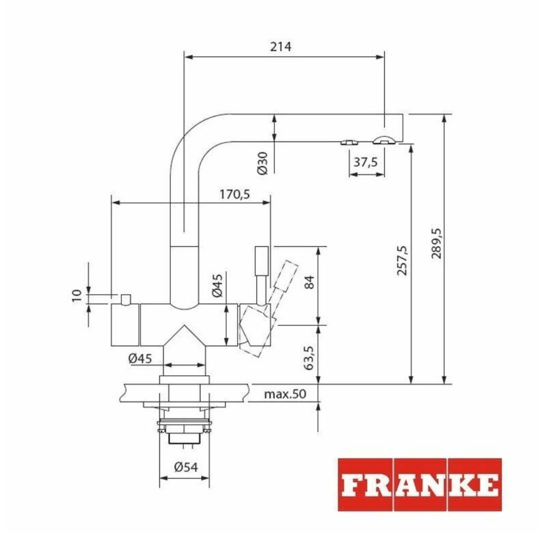 Franke 3-Wege-Armatur Edelstahl gebürstet - UrQuelle® Diamant