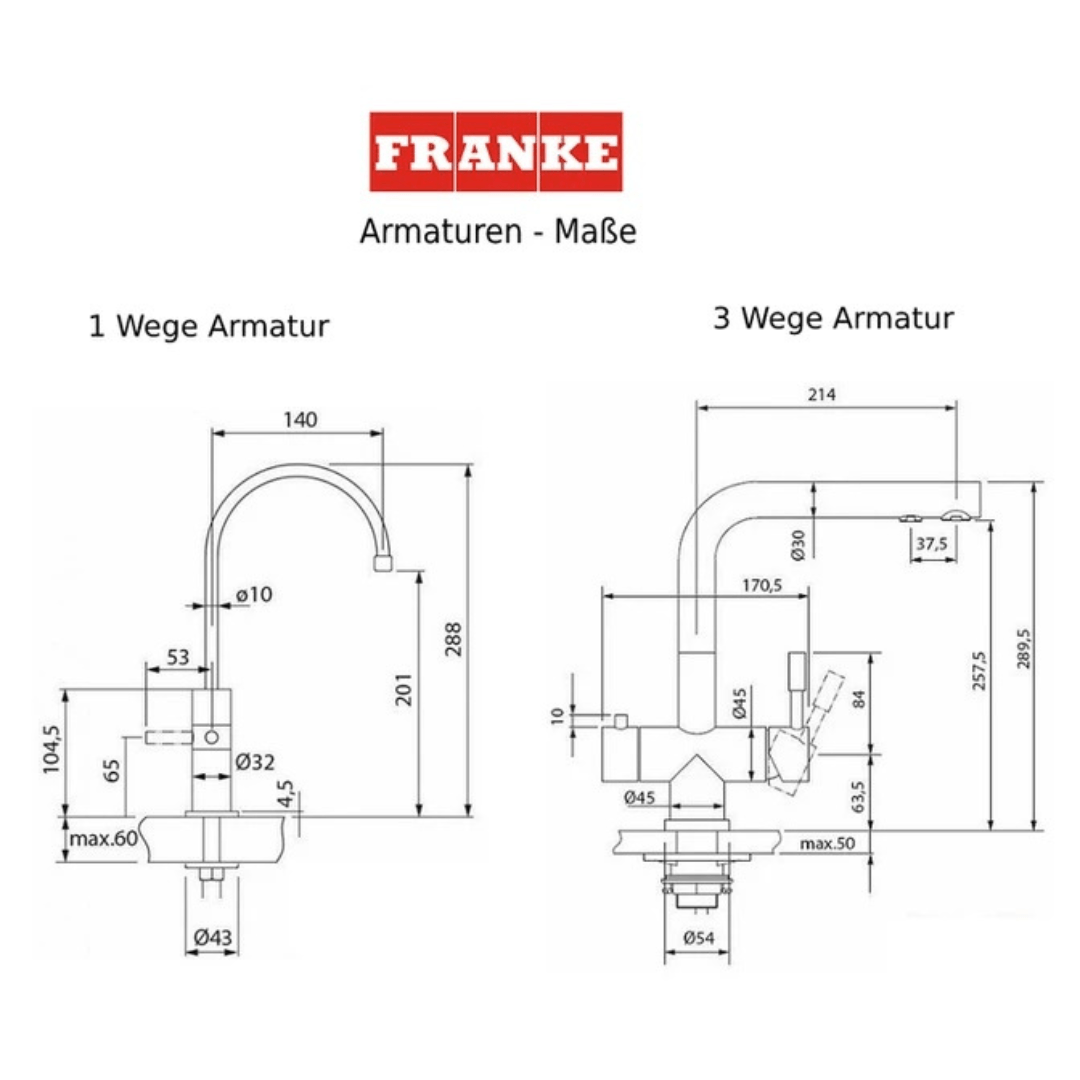 Franke 3-Wege-Armatur Edelstahl gebürstet - UrQuelle® Diamant