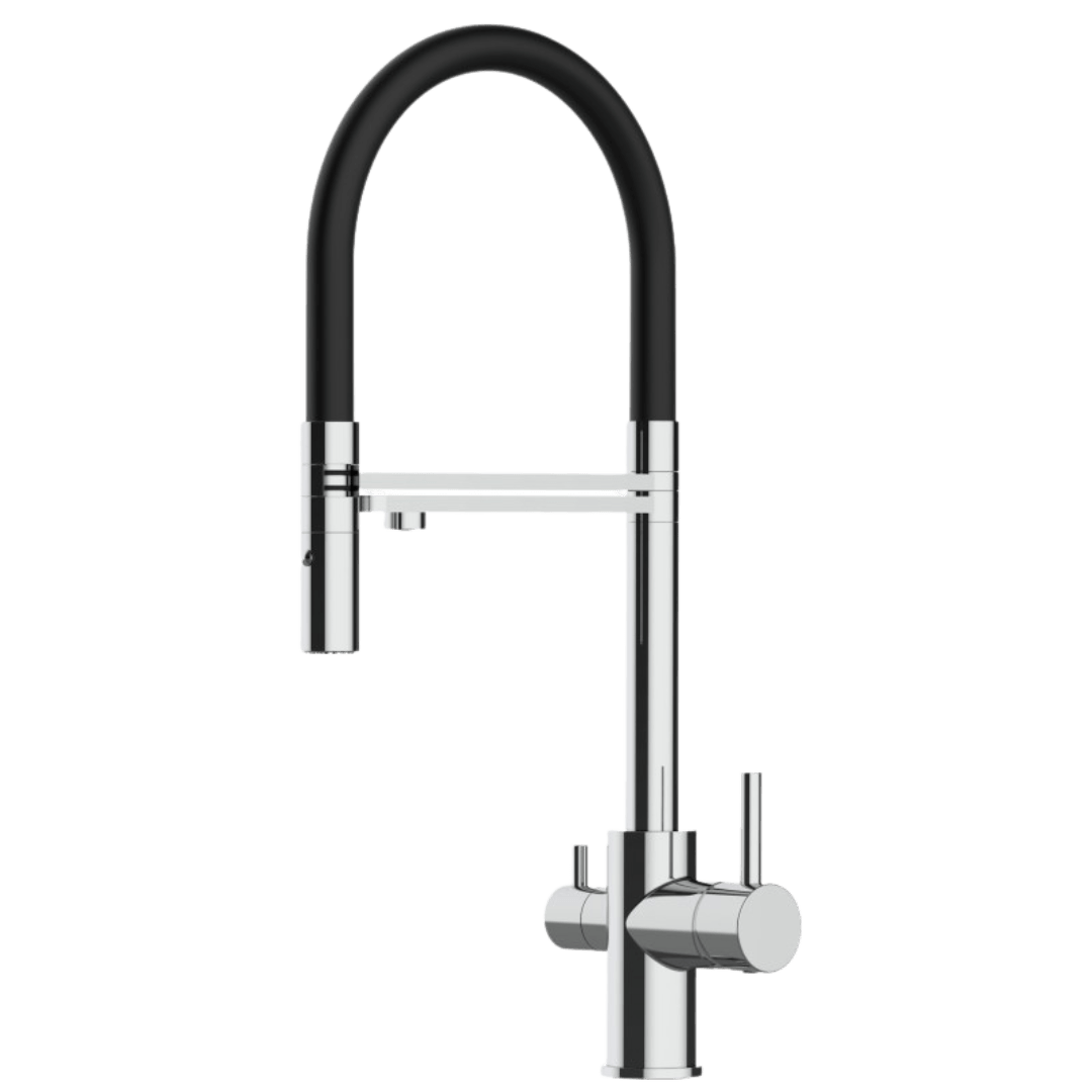 Vizio 3-Wege-Brause-Armatur Edelstahl gebürstet schwarz - UrQuelle® Diamant