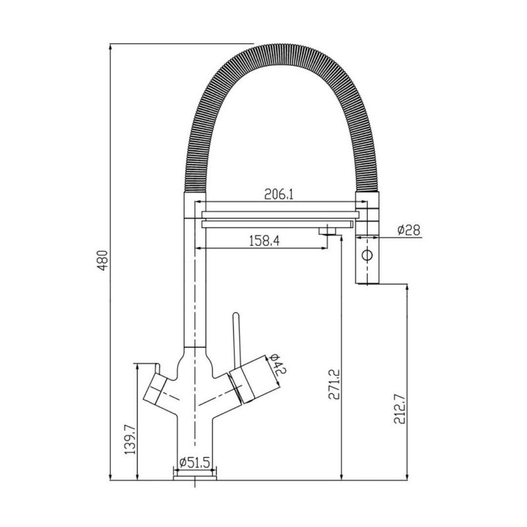 Vizio 3-Wege-Brause-Armatur Edelstahl gebürstet weiß - UrQuelle® Diamant