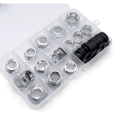 16 Stück Metall Wasserhahn Adapter - Gewindeadapter für Wasserfilter, Küche, Außengewinde und Doppelgewinde - Reduzierstück - UrQuelle
