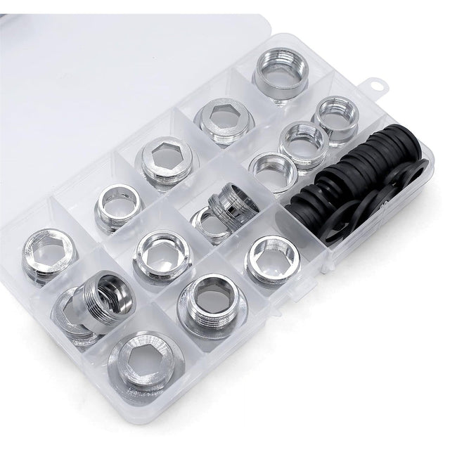 16 Stück Metall Wasserhahn Adapter - Gewindeadapter für Wasserfilter, Küche, Außengewinde und Doppelgewinde - Reduzierstück - UrQuelle