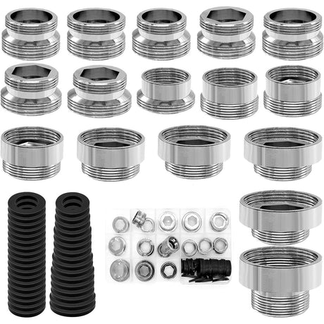 16 Stück Metall Wasserhahn Adapter - Gewindeadapter für Wasserfilter, Küche, Außengewinde und Doppelgewinde - Reduzierstück - UrQuelle