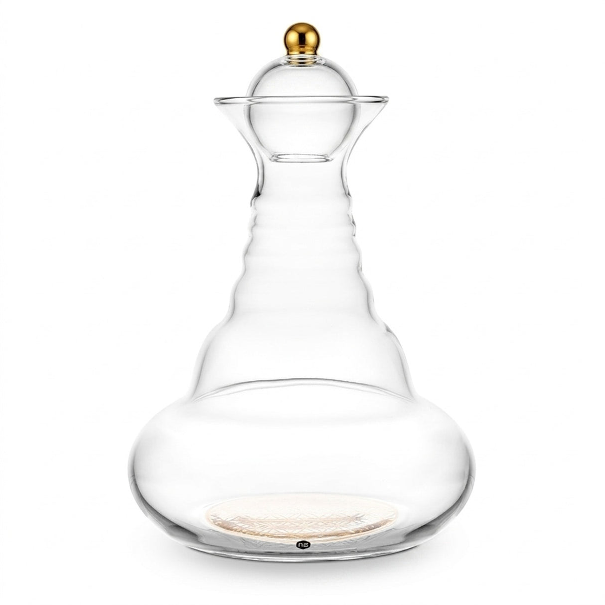 Karaffe Alladin 1,3 l Gold – Blume des Lebens – Goldknauf – mundgeblasen, Freisteller