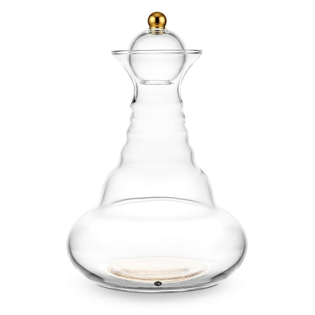 Karaffe Alladin 1,3 l Gold – Blume des Lebens – Goldknauf – mundgeblasen, Freisteller