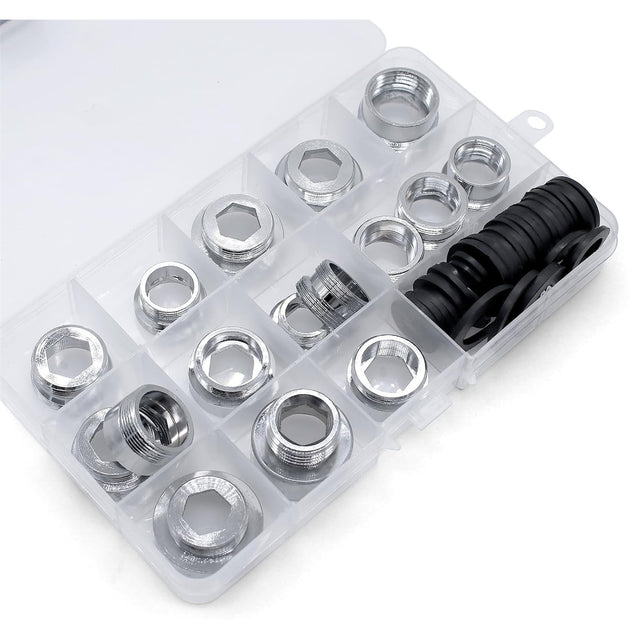 16 Stück Metall Wasserhahn-Adapter Set aus Kupfer mit Dichtringen, Gewindeadapter für Wasserfilter und Küche
