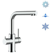 Vizio Kurzversion - 5 Wege Wasserhahn Küchenarmatur, Edelstahl Massiv mit 360° schwenkbarem L-Auslauf , Hochglanz Poliert
