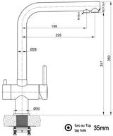 NIEDERDRUCK 3 Wege Wasserhahn Küchenarmatur, Edelstahl Massiv, 360° schwenkbarem L - Auslauf, Edelstahl Gebürstet - UrQuelle