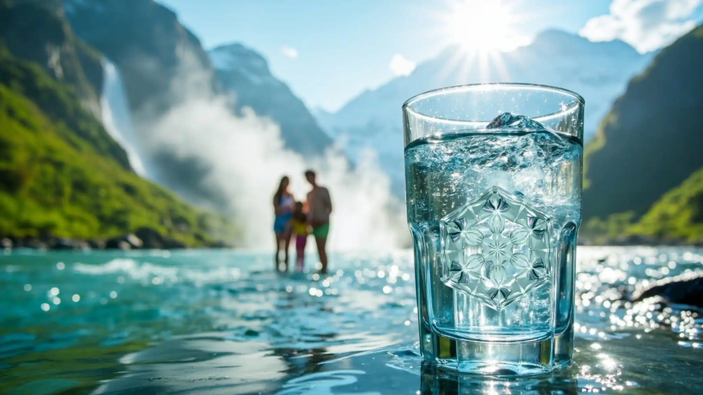 Bergsee mit Wasserglas