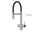 Vizio 3 Wege Edelstahl Armatur Hochglanz / Schwarz - UrQuelle