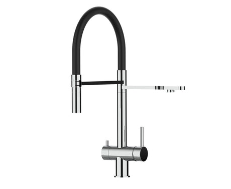 Vizio 3 Wege Edelstahl Armatur Hochglanz / Schwarz - UrQuelle