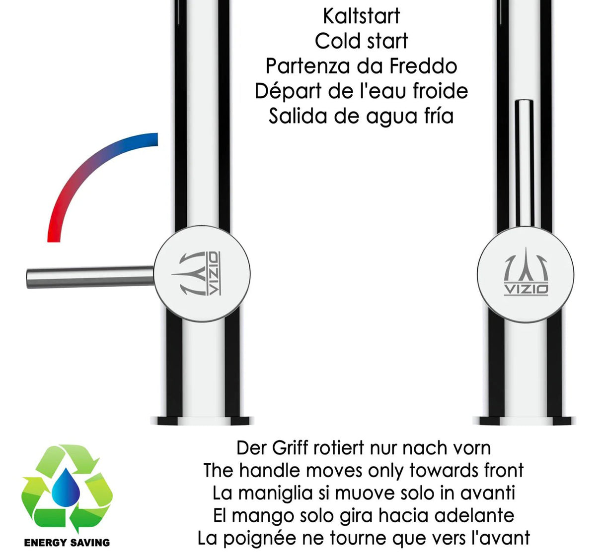 Vizio 3 Wege Edelstahl Armatur Hochglanz / Schwarz - UrQuelle