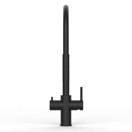 Vizio 5 Wege Wasserhahn Küchenarmatur, Edelstahl Massiv mit 360° schwenkbarem Auslauf, abnehmbare 2 strahl Handbrause, PVD Schwarz Matt - UrQuelle®