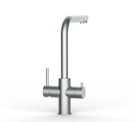 Vizio 5 Wege Wasserhahn Küchenarmatur, Edelstahl Massiv mit 360° schwenkbarem L - Auslauf, Gebürstet - UrQuelle®