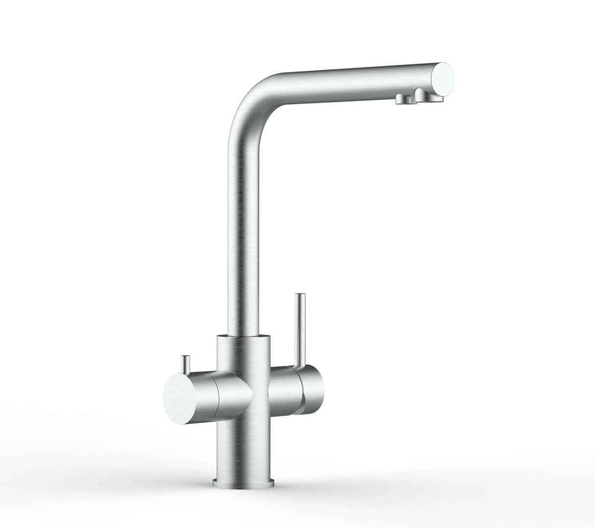 Vizio 5 Wege Wasserhahn Küchenarmatur, Edelstahl Massiv mit 360° schwenkbarem L - Auslauf, Gebürstet - UrQuelle®