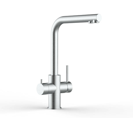 Vizio 5 Wege Wasserhahn Küchenarmatur, Edelstahl Massiv mit 360° schwenkbarem L - Auslauf, Gebürstet - UrQuelle®