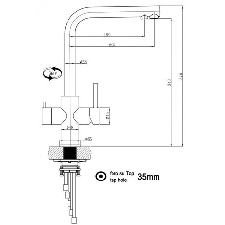 Vizio 5 Wege Wasserhahn Küchenarmatur, Edelstahl Massiv mit 360° schwenkbarem L - Auslauf, Gebürstet - UrQuelle®