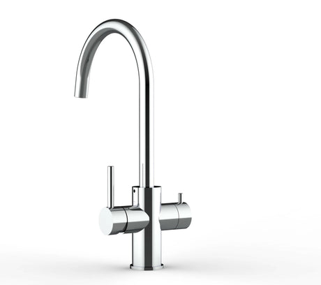 Vizio 5 Wege Wasserhahn Küchenarmatur, Edelstahl Massiv mit 360° schwenkbarem U - Auslauf, Hochglanz Poliert - UrQuelle®