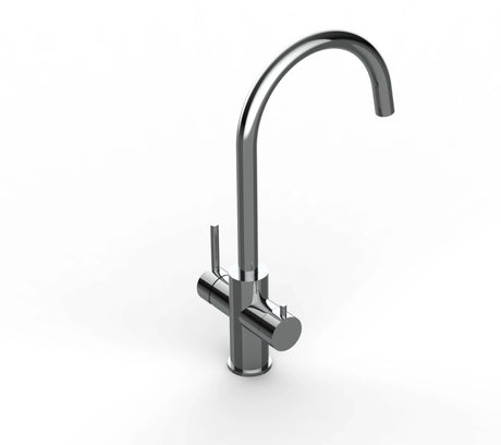 Vizio 5 Wege Wasserhahn Küchenarmatur, Edelstahl Massiv mit 360° schwenkbarem U - Auslauf, Hochglanz Poliert - UrQuelle®