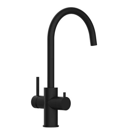 Vizio 5 Wege Wasserhahn Küchenarmatur, Edelstahl Massiv mit 360° schwenkbarem U - Auslauf, PVD Schwarz Matt - UrQuelle®