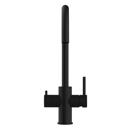Vizio 5 Wege Wasserhahn Küchenarmatur, Edelstahl Massiv mit 360° schwenkbarem U - Auslauf, PVD Schwarz Matt - UrQuelle®