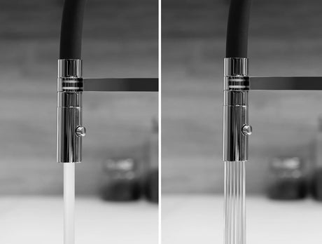 Vizio Kurzversion 47 cm - 5 Wege Wasserhahn Küchenarmatur, Edelstahl Massiv mit 360° schwenkbarem Auslauf, abnehmbare 2 strahl Handbrause, PVD Schwarz Matt - UrQuelle®