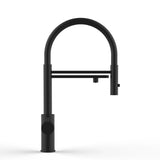 Vizio Kurzversion 47 cm - 5 Wege Wasserhahn Küchenarmatur, Edelstahl Massiv mit 360° schwenkbarem Auslauf, abnehmbare 2 strahl Handbrause, PVD Schwarz Matt - UrQuelle®