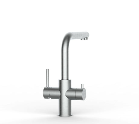 Vizio Kurzversion - 5 Wege Wasserhahn Küchenarmatur, Edelstahl Massiv mit 360° schwenkbarem L - Auslauf , Gebürstet - UrQuelle®