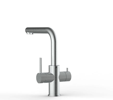 Vizio Kurzversion - 5 Wege Wasserhahn Küchenarmatur, Edelstahl Massiv mit 360° schwenkbarem L - Auslauf , Gebürstet - UrQuelle®