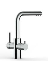 Vizio Kurzversion - 5 Wege Wasserhahn Küchenarmatur, Edelstahl Massiv mit 360° schwenkbarem L - Auslauf , Hochglanz Poliert - UrQuelle®