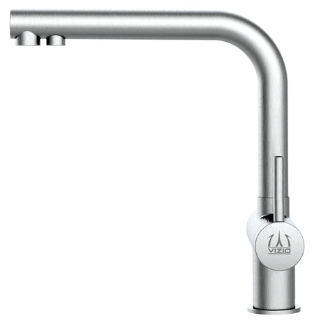 Vizio Niederdruck 3 Wege Wasserhahn Küchenarmatur, Edelstahl Massiv, 360° schwenkbarem L - Auslauf, Gebürstet - UrQuelle