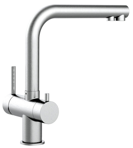 Vizio Niederdruck 3 Wege Wasserhahn Küchenarmatur, Edelstahl Massiv, 360° schwenkbarem L - Auslauf, Gebürstet - UrQuelle