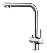 Vizio Niederdruck 3 Wege Wasserhahn Küchenarmatur, Edelstahl Massiv, 360° schwenkbarem L - Auslauf, Hochglanz Poliert - UrQuelle