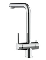 Vizio Niederdruck 3 Wege Wasserhahn Küchenarmatur, Edelstahl Massiv, 360° schwenkbarem L - Auslauf, Hochglanz Poliert - UrQuelle