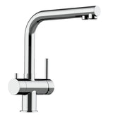 Vizio Niederdruck 3 Wege Wasserhahn Küchenarmatur, Edelstahl Massiv, 360° schwenkbarem L - Auslauf, Hochglanz Poliert - UrQuelle